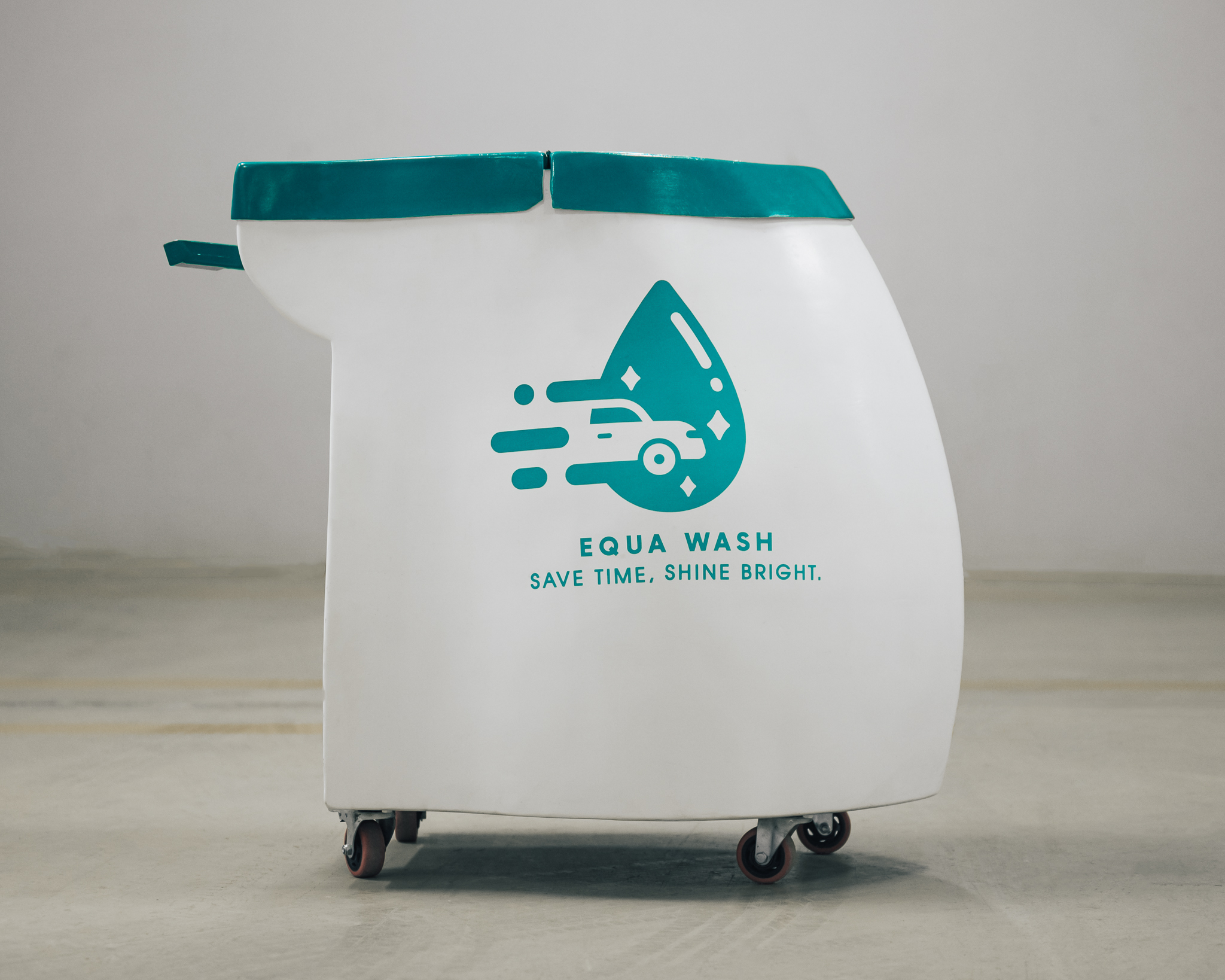 Equa Wash mobile cart cleaning a car
